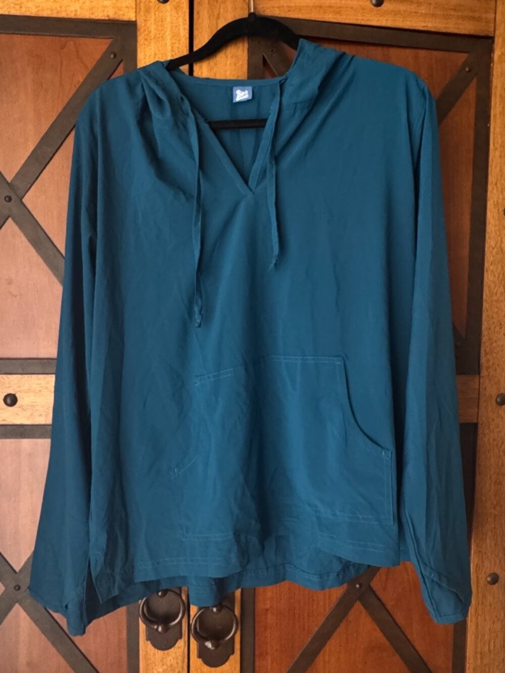 Rip Skirt Hawaii Peacock Teal Hooded Pullover Lightweight Cover Up Sz L